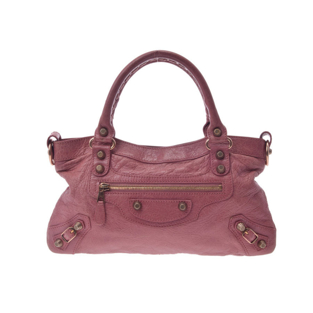 Balenciaga Giant First Pink Lambskin Bag Studs Strap